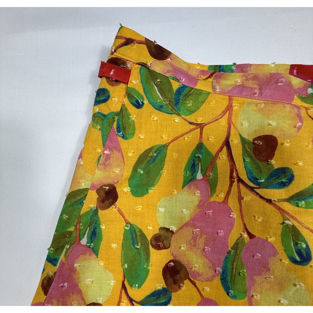 Anthropologie Farm Rio Garden Mix Print Wrap Skirt S Yellow Pears Pink Peppers  - Picture 8 of 10